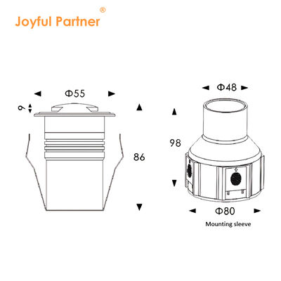 3W Inground Verlichting Aluminium Body Materiaal Roestvrij Staal 316 Voorplaat AC100-240V 3000K Met 0.5M Kabel