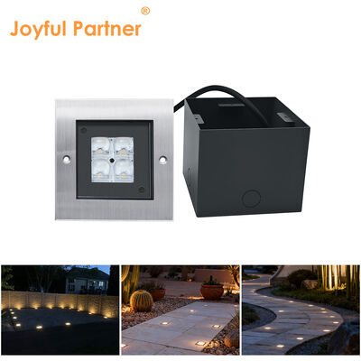 Vierkante LED ondergrondse lichten 24V 8W 3000K 316 roestvrij staal gevelplaat met ABS mouw