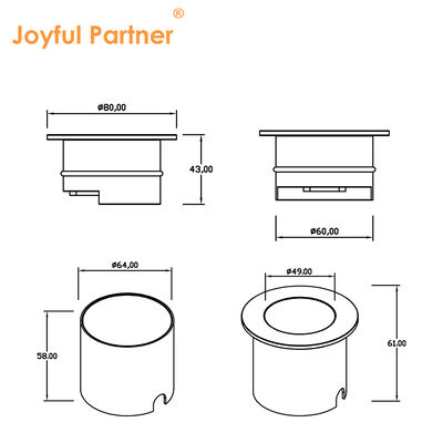 Polarisatie Ondergrondse Verlichting 4W DC12V 24V Stralingshoek 30*40 Graden IK Klasse 08 Puur Aluminium 6063# Behuizing