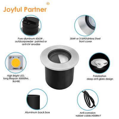 Polarisatie Ondergrondse Verlichting 4W DC12V 24V Stralingshoek 30*40 Graden IK Klasse 08 Puur Aluminium 6063# Behuizing