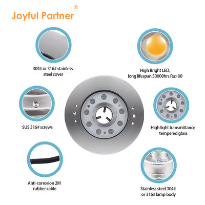 Onderwater Zwembad LED Fonteinlamp Roestvrij Staal 316L 9W 18W DMX Controle RGB DC24V Voor Technische Verlichting