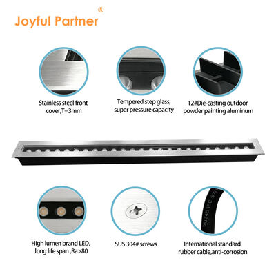 LED Ondergrondse Lineaire Lamp 12W 24W 48W DC24V 1000MM 1Meter Roestvrij Staal316 IP67 Verzonken Type