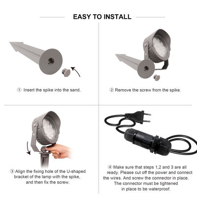 LED-tuinspotlicht 12W 24W 36W Ingebouwde DMX512 Driver DC24V RGB3in1 Zwart Aluminium Lamp Body Aluminium Housing Voor Boomverlichting